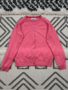 Women’s Lochmere 100% Cashmere Machine Washable Pink Cardigan Sweater Size 14